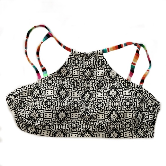 4/$15 🌻 Xhilaration D/DD Aztec High Neck Halter Strappy Bikini Top - Picture 1 of 9